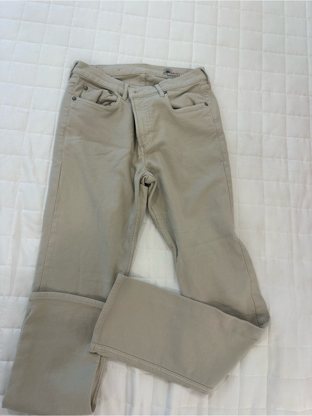 Faherty Men's Light Khaki Straight-Leg Pants